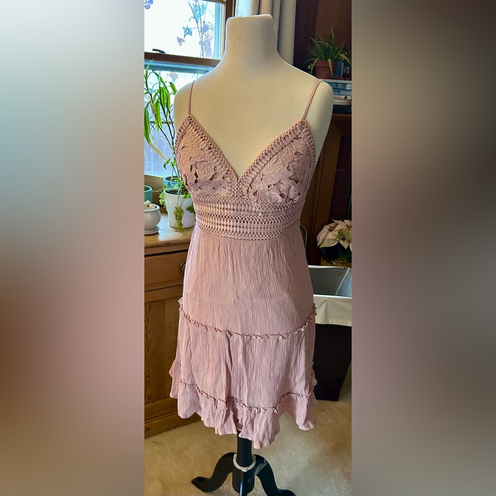 Pink Crochet Detail Dress